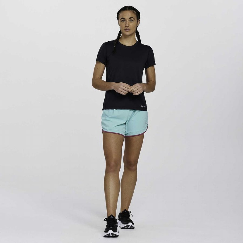 Black Saucony Stopwatch Short Sleeve Women's T Shirts | Malaysia S17248-D13