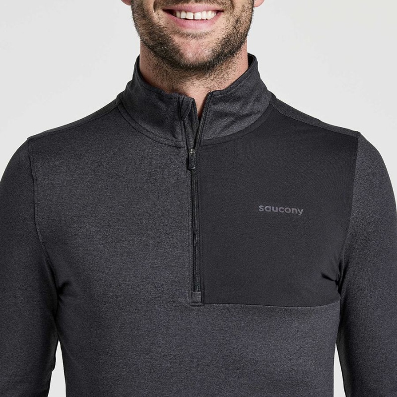 Black Saucony Sunday 1/4 Zip Men's Tops | Malaysia S32740-H48