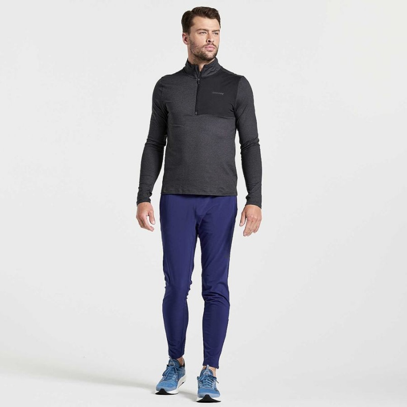 Black Saucony Sunday 1/4 Zip Men's Tops | Malaysia S32740-H48