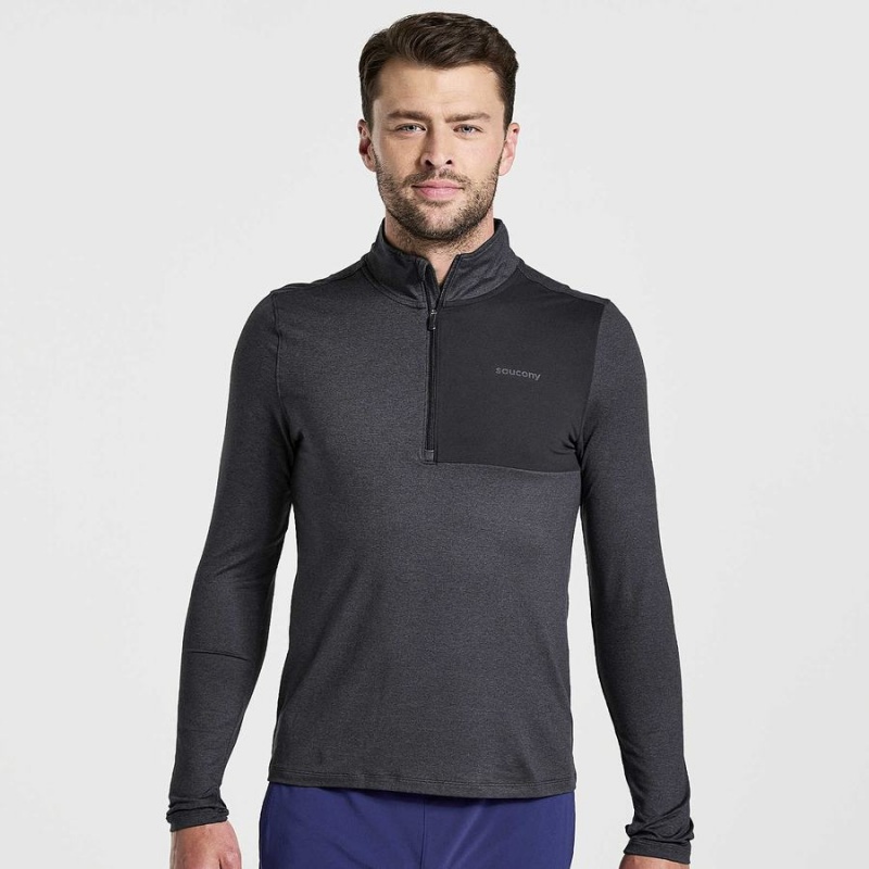 Black Saucony Sunday 1/4 Zip Men\'s Tops | Malaysia S32740-H48