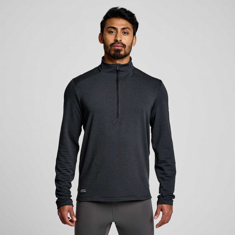 Black Saucony Triumph 3D 1/2 Zip Men\'s Tops | Malaysia S16283-X93