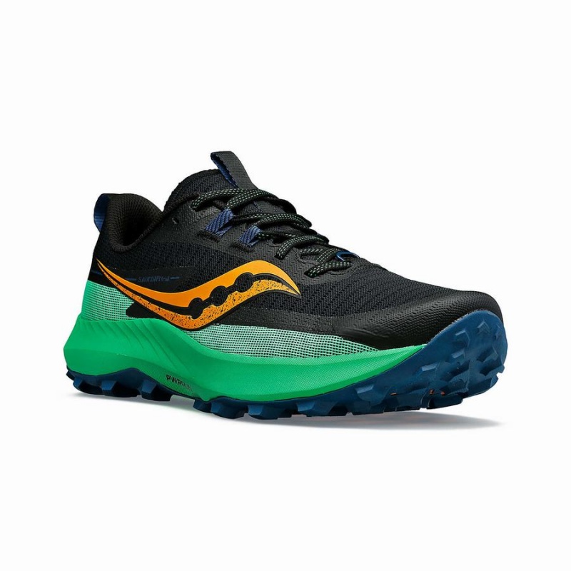 Black / Green Saucony Peregrine 13 Men's Running Shoes | Malaysia S30892-X48