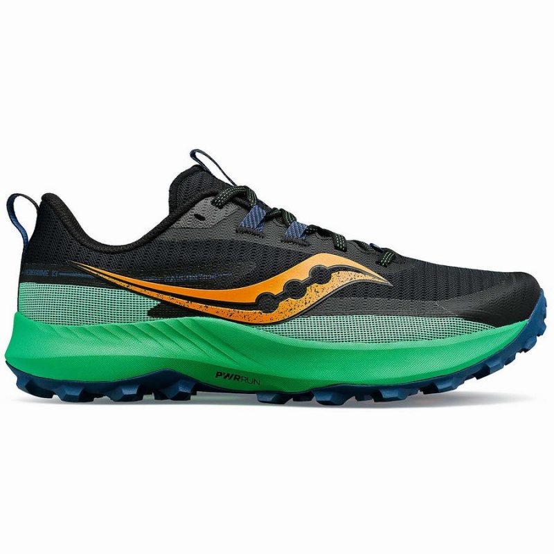 Black / Green Saucony Peregrine 13 Men\'s Running Shoes | Malaysia S30892-X48