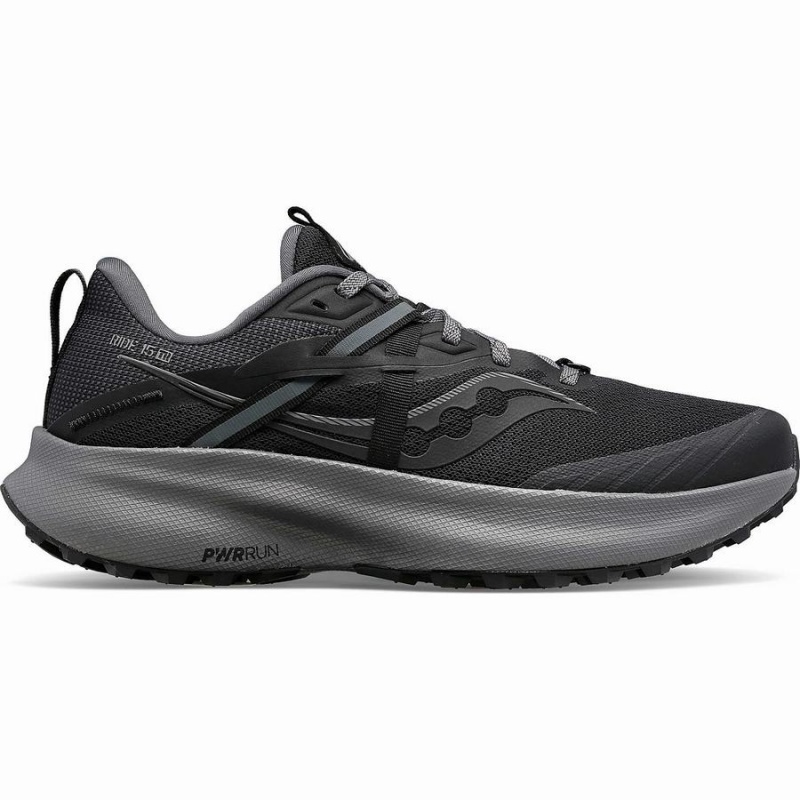 Black / Grey Saucony Ride 15 TR Men\'s Trail Running Shoes | Malaysia S48075-C14