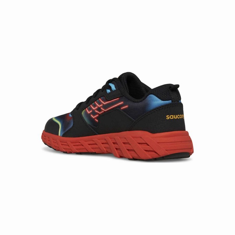 Black / Red Saucony Wind 2.0 Lace Sneaker Kids' Running Shoes | Malaysia S61543-U16