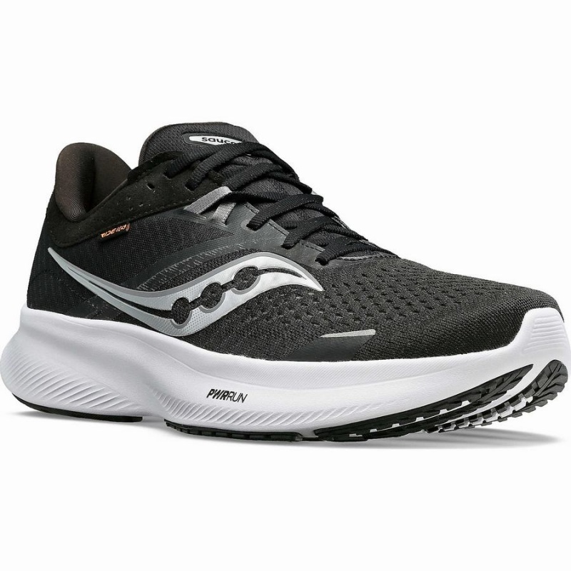 Black / White Saucony Ride 16 Wide Men's Running Shoes | Malaysia S65803-Q35