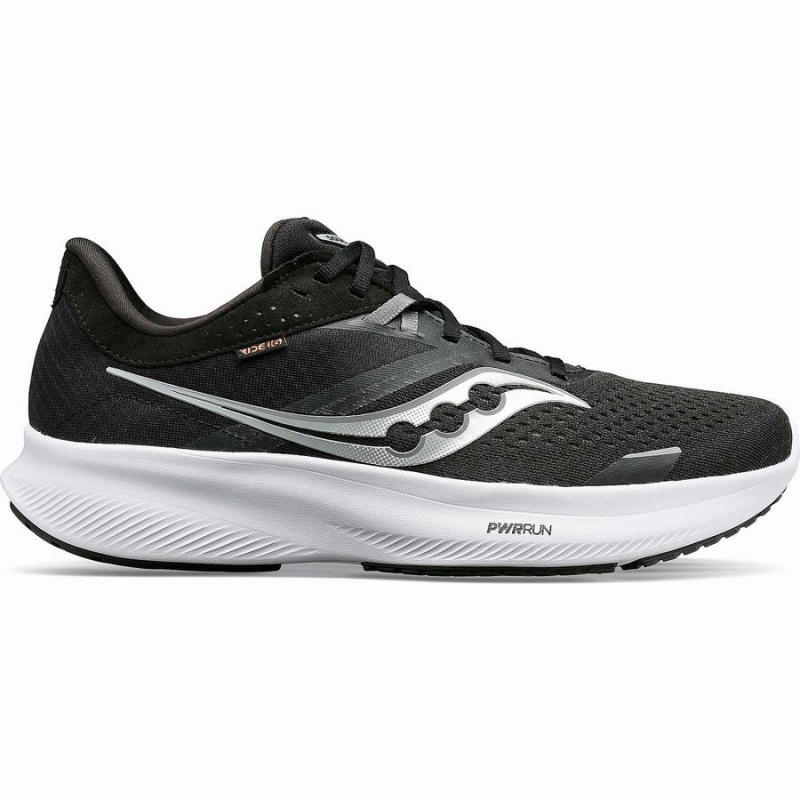 Black / White Saucony Ride 16 Wide Women\'s Running Shoes | Malaysia S81453-F07