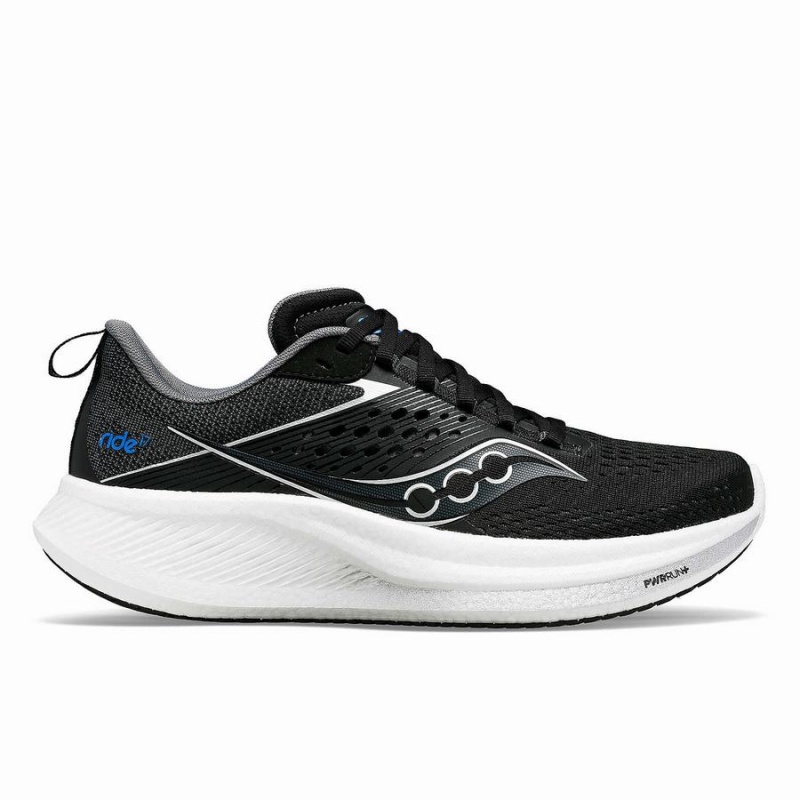 Black / White Saucony Ride 17 Men\'s Running Shoes | Malaysia S21946-A21