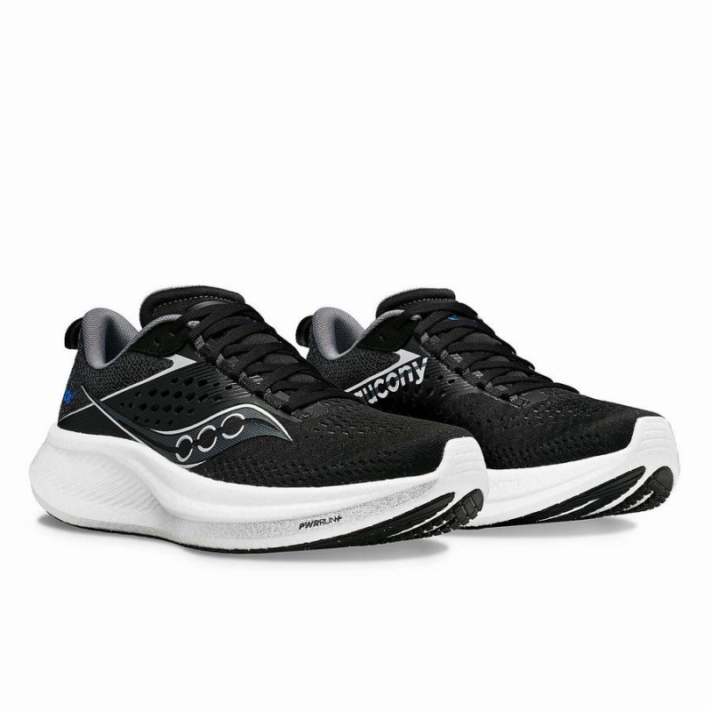 Black / White Saucony Ride 17 Wide Men's Running Shoes | Malaysia S80165-E96