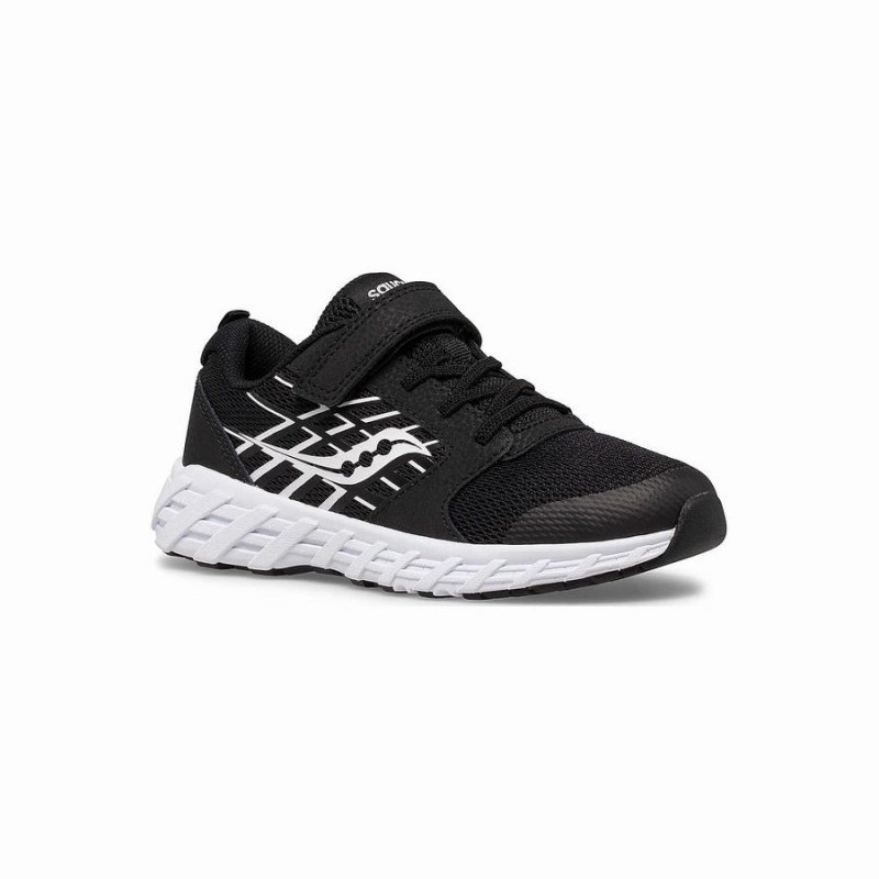 Black / White Saucony Wind 2.0 A/C Sneaker Kids' Running Shoes | Malaysia S85094-M71