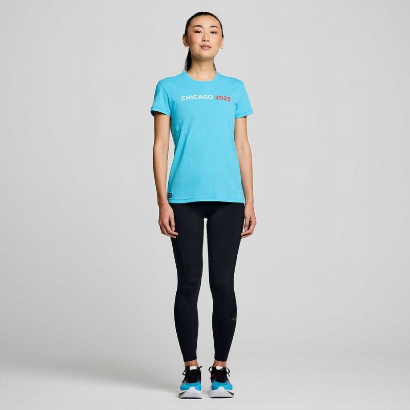 Blue Saucony Chicago Rested Women's T Shirts | Malaysia S18460-V07