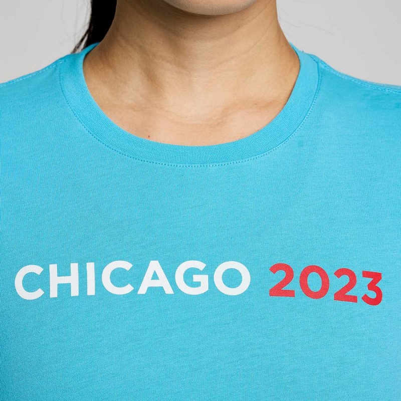 Blue Saucony Chicago Rested Women's T Shirts | Malaysia S18460-V07