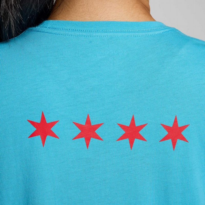 Blue Saucony Chicago Rested Women's T Shirts | Malaysia S18460-V07