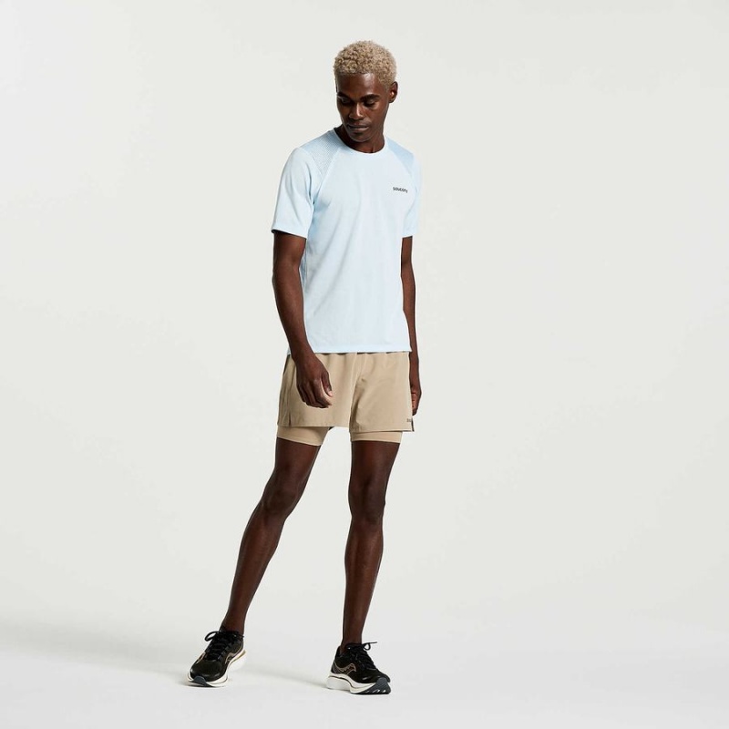 Blue Saucony Elevate Short Sleeve Men's T Shirts | Malaysia S14029-X19