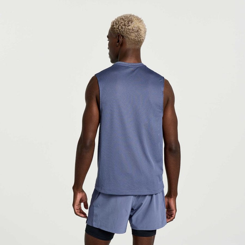 Blue Saucony Elevate Sleeveless Men's Tank Top | Malaysia S86475-N21