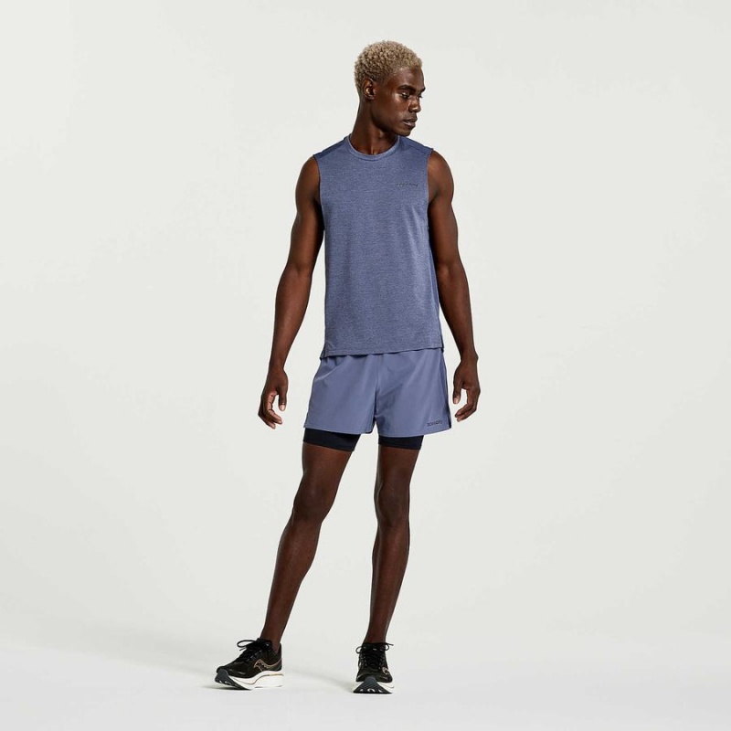 Blue Saucony Elevate Sleeveless Men's Tank Top | Malaysia S86475-N21