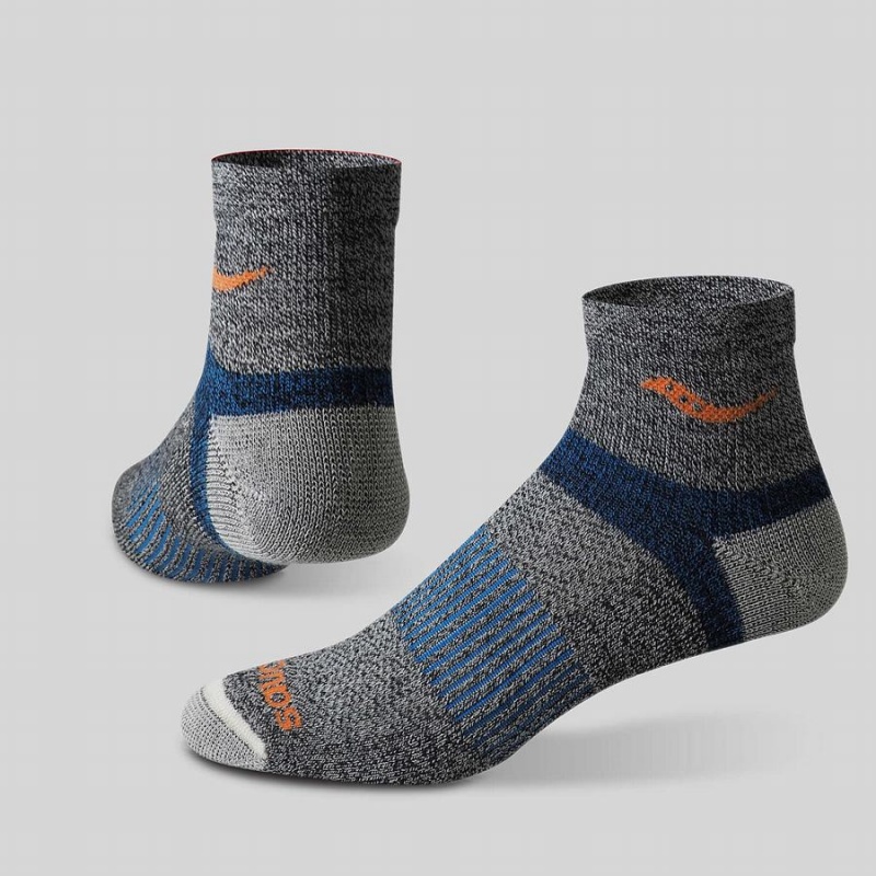 Blue Saucony Inferno Merino Wool Blend Quarter 3-Pack Women's Socks | Malaysia S57249-X51