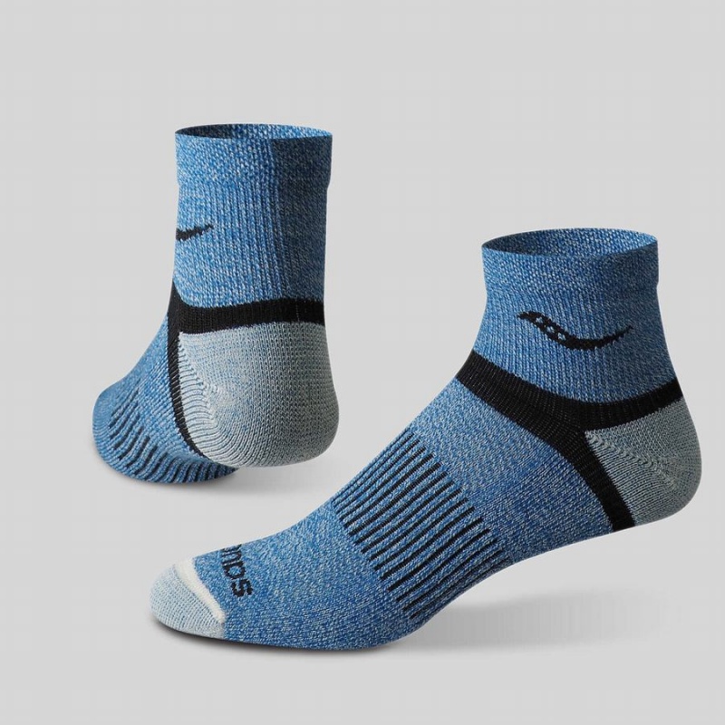 Blue Saucony Inferno Merino Wool Blend Quarter 3-Pack Women's Socks | Malaysia S57249-X51