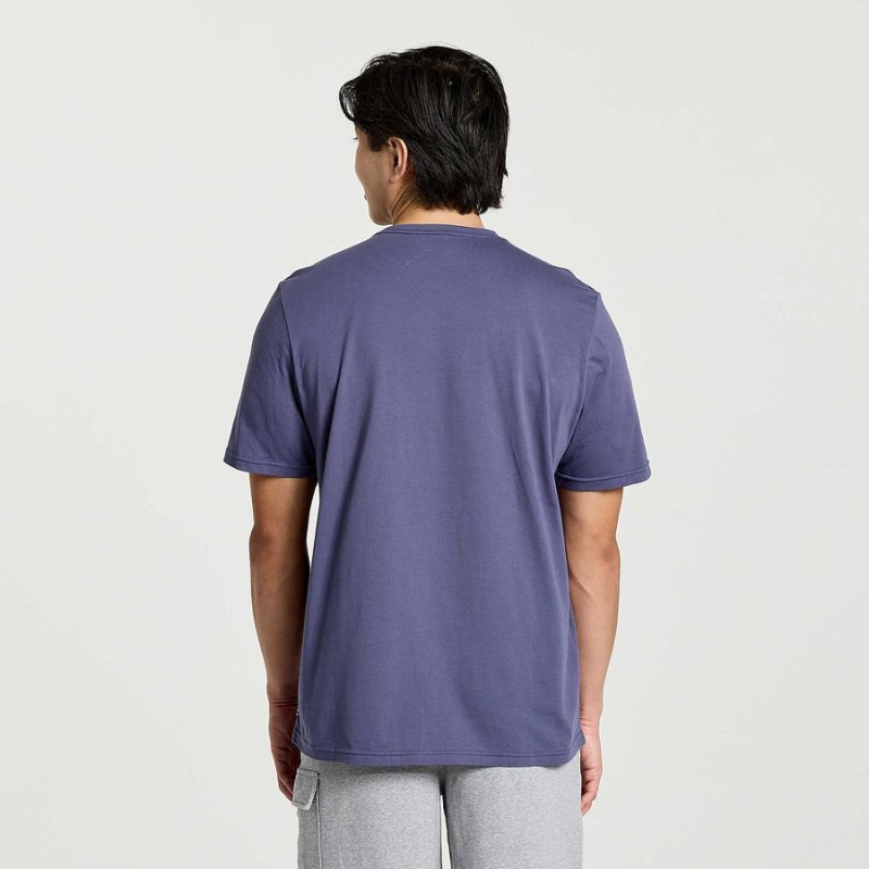 Blue Saucony Rested Men's T Shirts | Malaysia S60354-R84