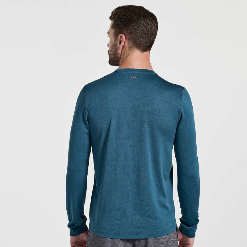 Blue Saucony Stopwatch Graphic Long Sleeve Men's T Shirts | Malaysia S41326-R78