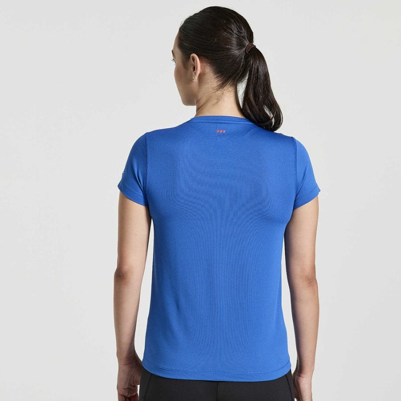 Blue Saucony Stopwatch Graphic Short Sleeve Women's T Shirts | Malaysia S45608-M51