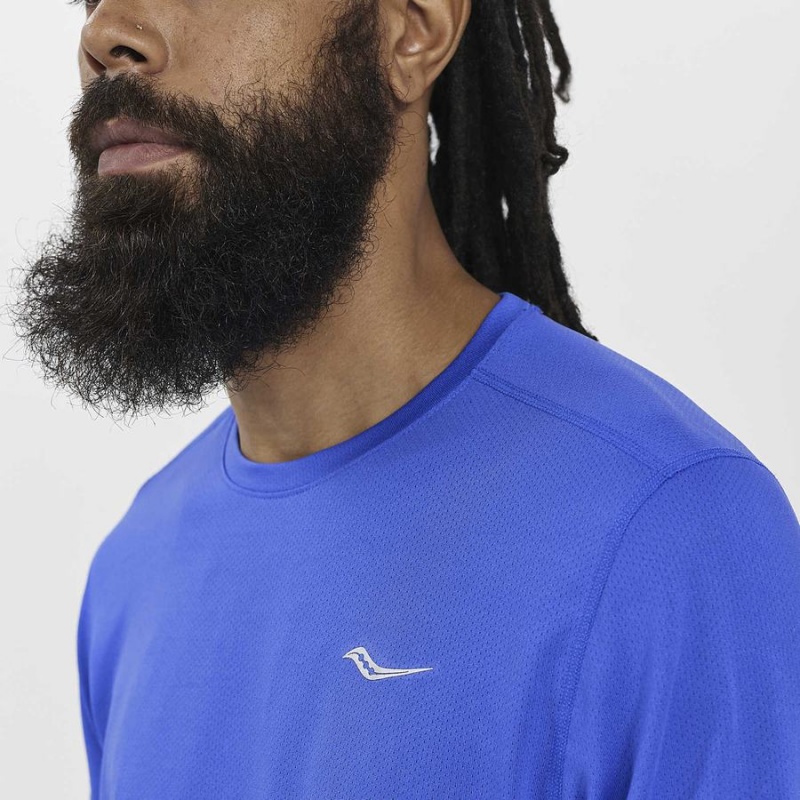 Blue Saucony Stopwatch Long Sleeve Men's T Shirts | Malaysia S42593-J20