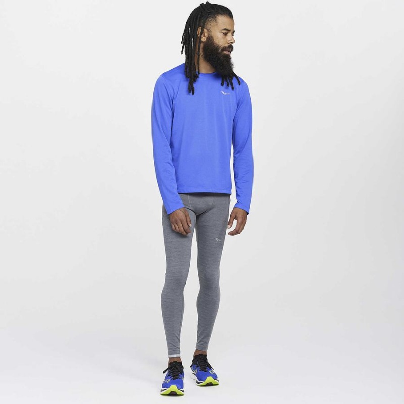 Blue Saucony Stopwatch Long Sleeve Men's T Shirts | Malaysia S42593-J20