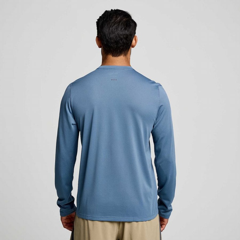 Blue Saucony Stopwatch Long Sleeve Men's T Shirts | Malaysia S85439-N26