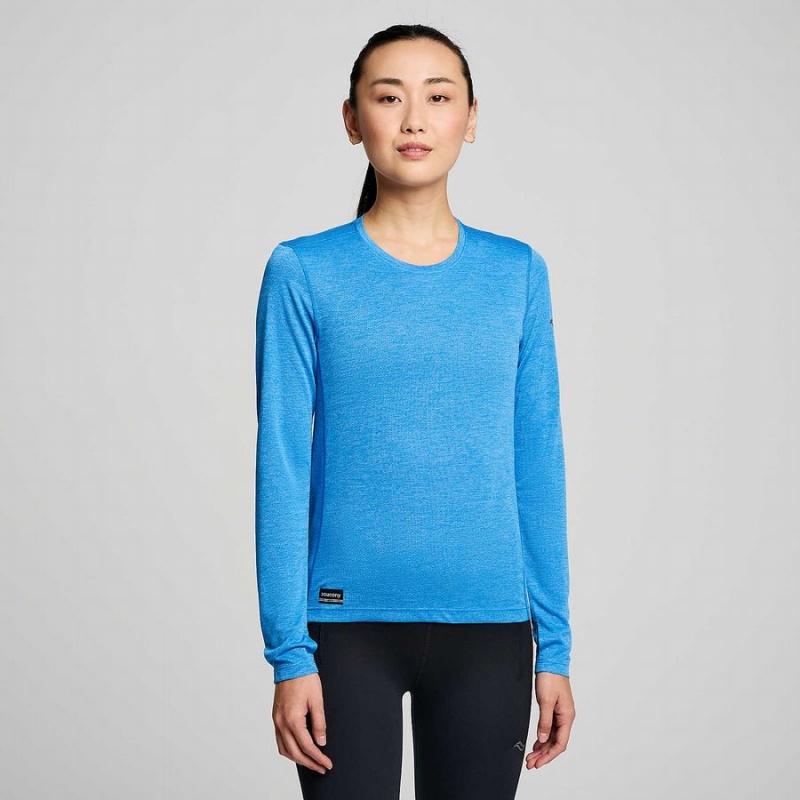 Blue Saucony Stopwatch Long Sleeve Women\'s T Shirts | Malaysia S54918-N85