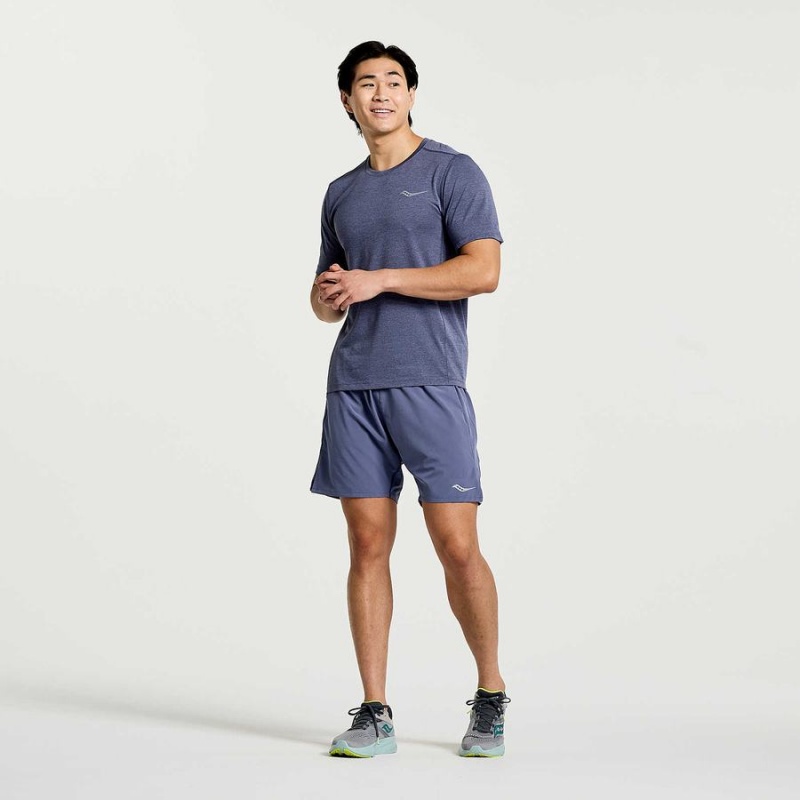 Blue Saucony Stopwatch Short Sleeve Men's T Shirts | Malaysia S74309-E13