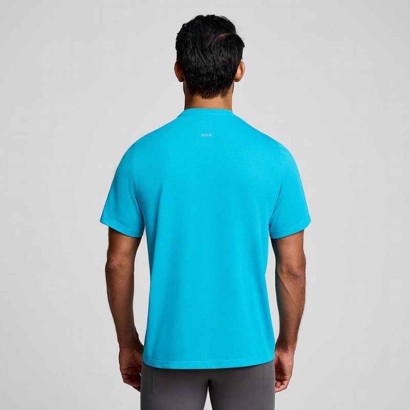 Blue Saucony Stopwatch Short Sleeve Men's T Shirts | Malaysia S35840-Y20