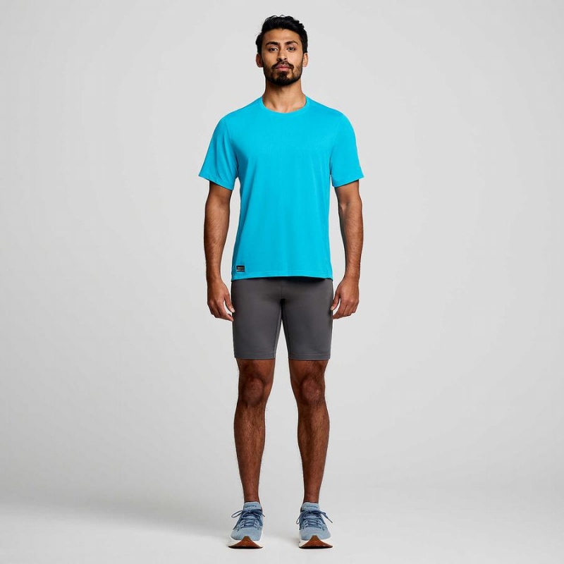 Blue Saucony Stopwatch Short Sleeve Men's T Shirts | Malaysia S35840-Y20