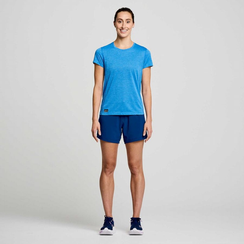 Blue Saucony Stopwatch Short Sleeve Women's T Shirts | Malaysia S89615-S15