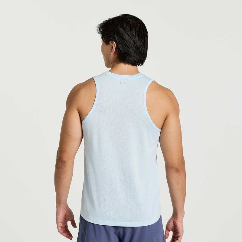 Blue Saucony Stopwatch Singlet Men's Tank Top | Malaysia S93058-J04