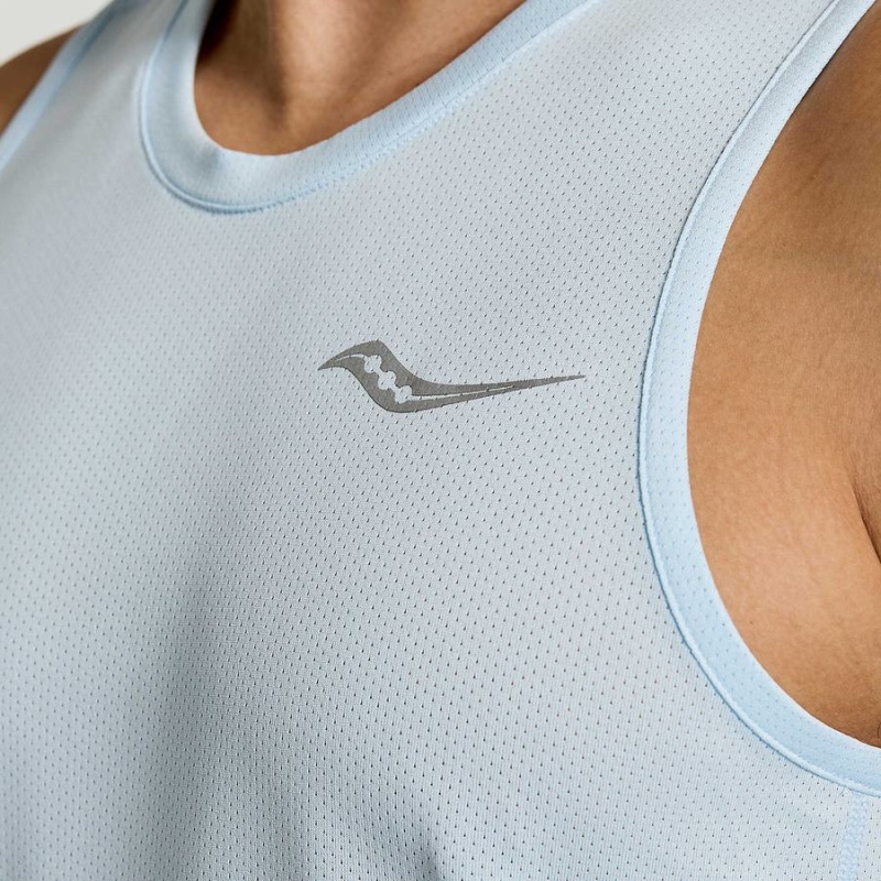 Blue Saucony Stopwatch Singlet Men's Tank Top | Malaysia S93058-J04