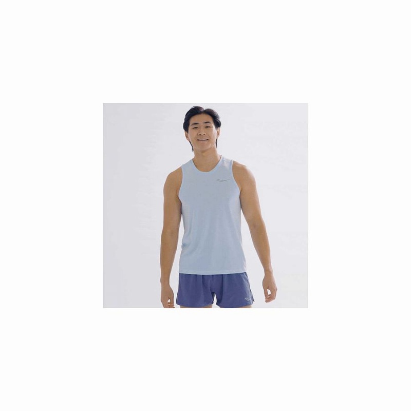 Blue Saucony Stopwatch Singlet Men's Tank Top | Malaysia S93058-J04