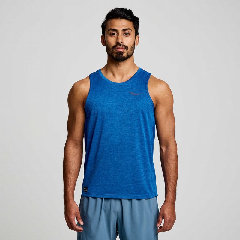 Blue Saucony Stopwatch Singlet Men\'s Tank Top | Malaysia S65132-K38