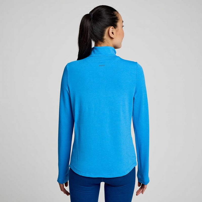 Blue Saucony Triumph 3D 1/2 Zip Women's Tops | Malaysia S70659-Y25