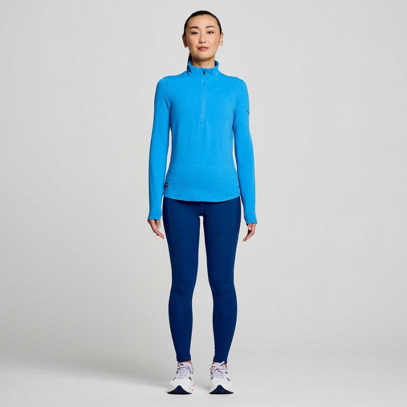 Blue Saucony Triumph 3D 1/2 Zip Women's Tops | Malaysia S70659-Y25