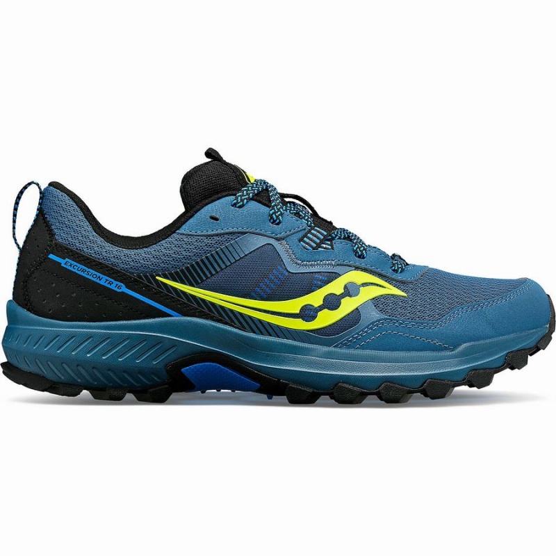 Blue / Black Saucony Excursion TR16 Men\'s Trail Running Shoes | Malaysia S17346-Y92