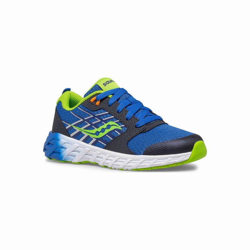 Blue / Green Saucony Wind 2.0 Lace Sneaker Kids' Running Shoes | Malaysia S43026-P85