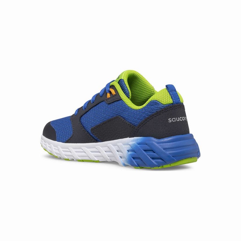 Blue / Green Saucony Wind 2.0 Lace Sneaker Kids' Running Shoes | Malaysia S43026-P85