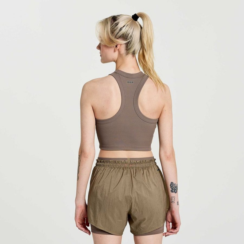 Brown Saucony Elevate Crop Women's Tops | Malaysia S56942-A74