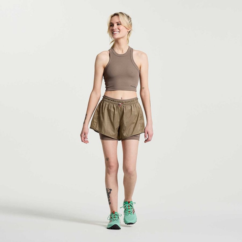 Brown Saucony Elevate Crop Women's Tops | Malaysia S56942-A74