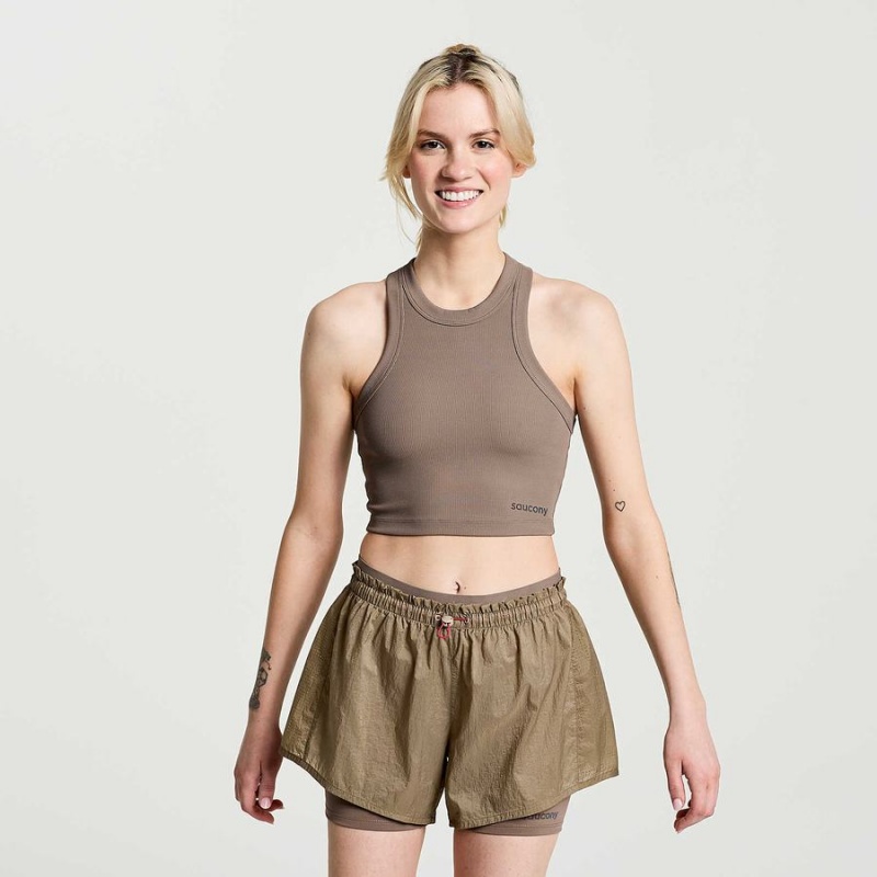 Brown Saucony Elevate Crop Women\'s Tops | Malaysia S56942-A74