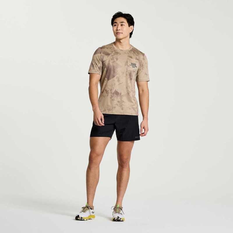 Brown Saucony Explorer Short Sleeve Men's T Shirts | Malaysia S45139-W93