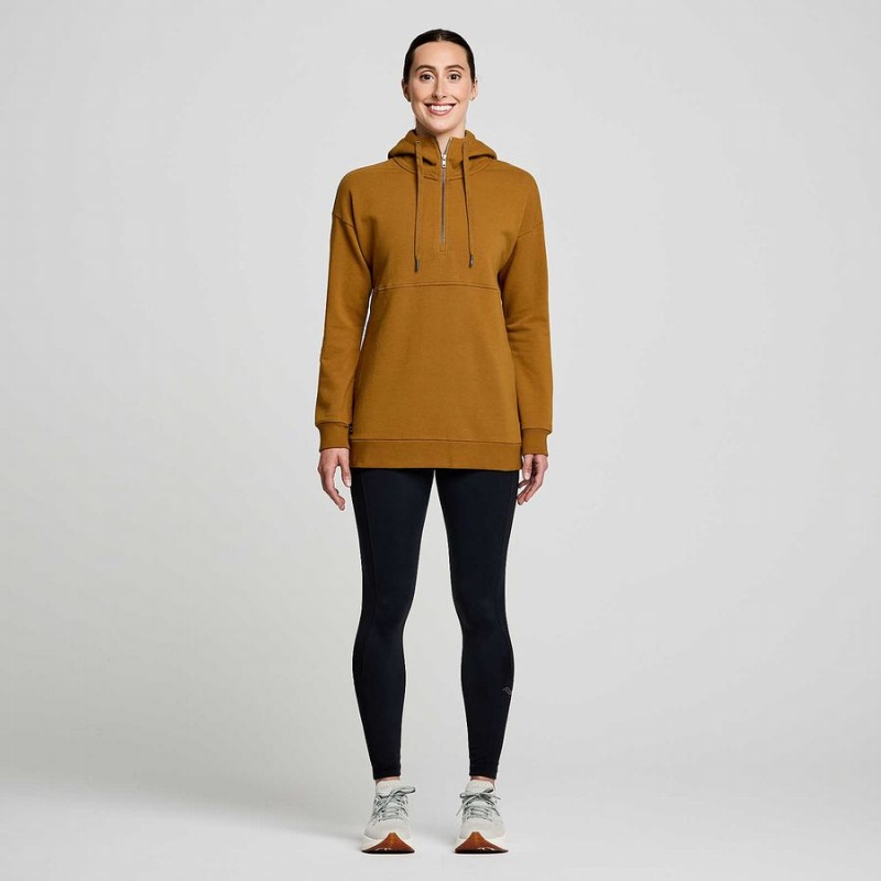 Brown Saucony Recovery Zip Tunic Women's Hoodie | Malaysia S35149-V86