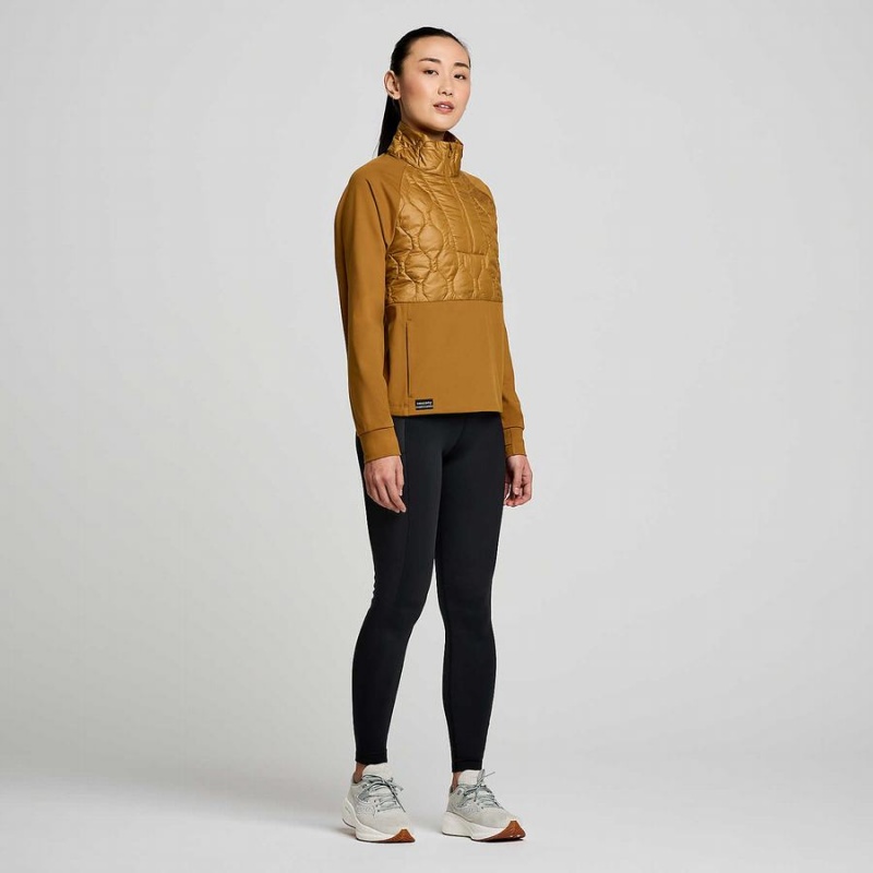 Brown Saucony Solstice Oysterpuff 1/2 Zip Women's Tops | Malaysia S70462-C16