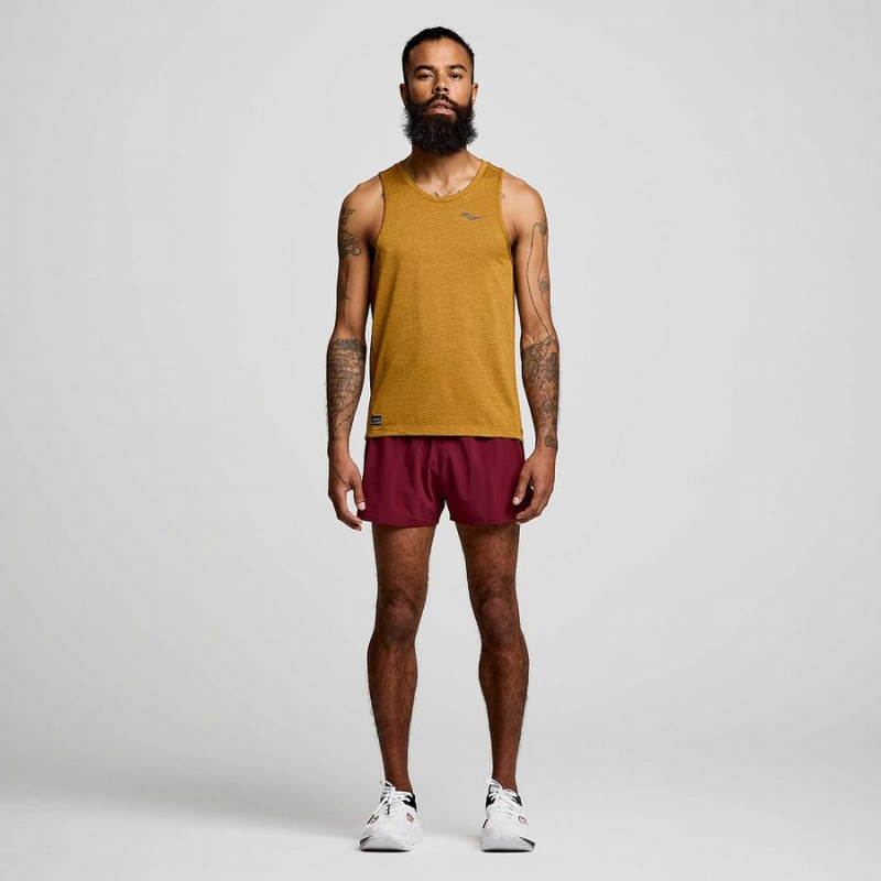 Brown Saucony Stopwatch Singlet Men's Tank Top | Malaysia S92730-R08