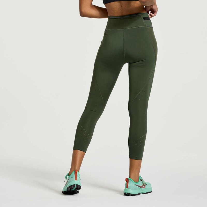 Dark Green Saucony Explorer Utility Crop Women's Tight | Malaysia S10426-B61